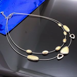 Elegant Multilayer Gold & Silver Tone Necklace